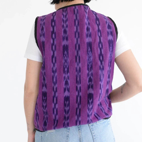World Folk Art Imports Purple Aztec 100% Cotton Handmade Sleeveless Vest  LG - Picture 4 of 11